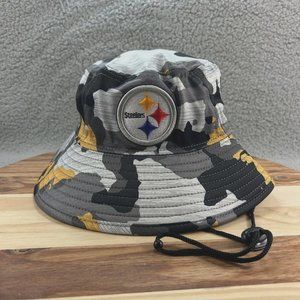 New Era Pittsburgh Steelers Camouflage Training Bucket Hat Yellow NFL Football
